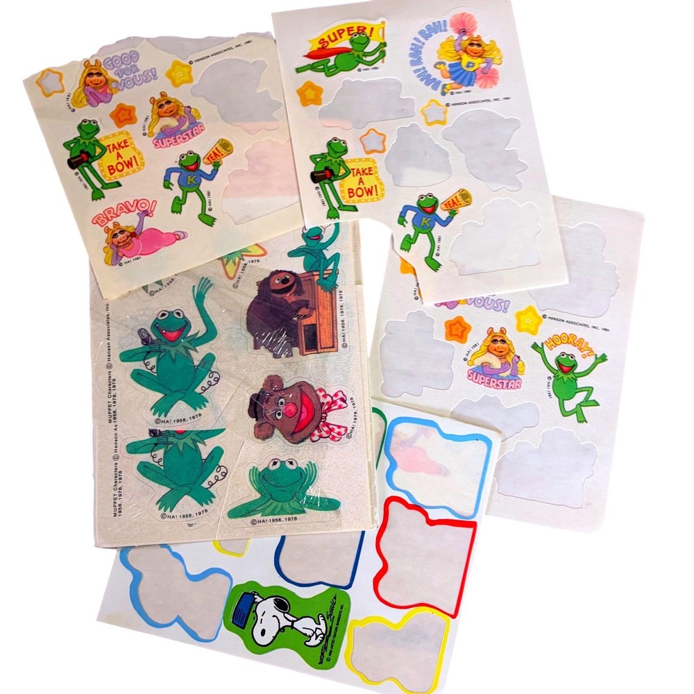 Vintage Muppets Stickers Lot Kermit Miss Piggy Fozzie Ambassador 1978 1981